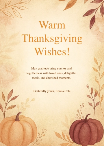 Free Elegant Thanksgiving Wishes Template to Edit Online
