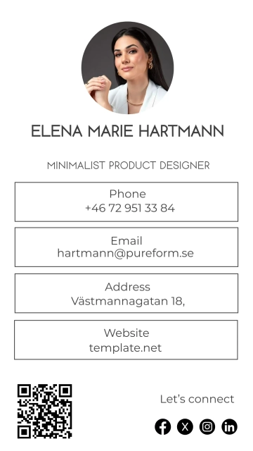 Free Minimalist vCard QR Template to Edit Online
