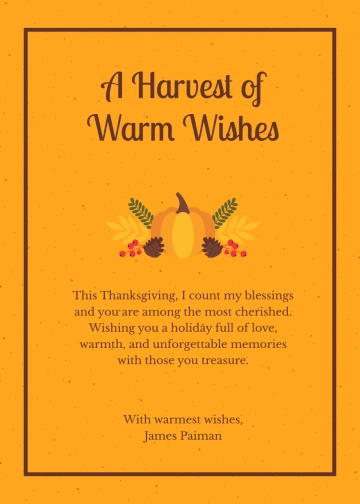 Free Warm Thanksgiving Wishes Template to Edit Online