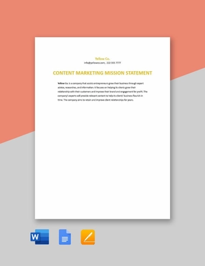 Content Marketing Mission Statement Template
