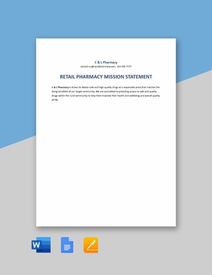 Retail Pharmacy Mission Statement Template