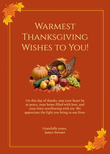 Free Fantastic Thanksgiving Wishes Template to Edit Online