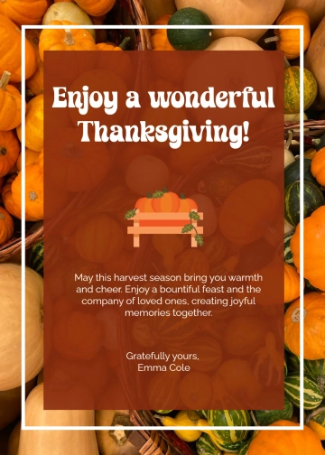 Free Thanksgiving Harvest Wishes Template to Edit Online