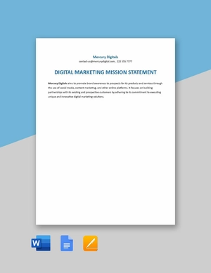Digital Marketing Mission Statement Template