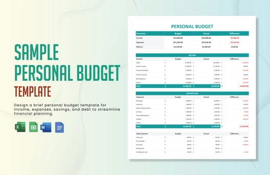 Sample Personal Budget Template