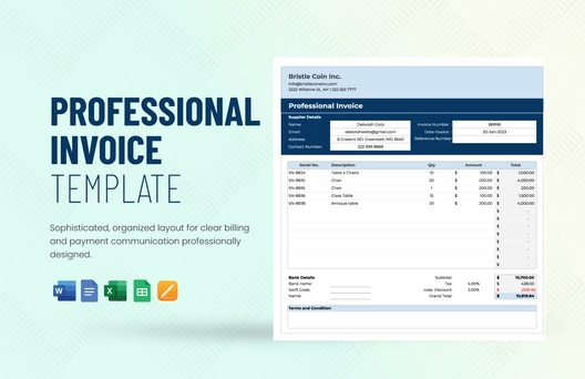 Professional Invoice Template Professional Invoice Template