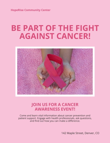 Free Simple Awareness Campaign Cancer Flyer Template to Edit Online