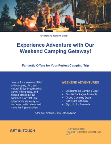 Free Weekend Getaway Camping Flyer Template to Edit Online
