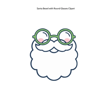 Free Santa Beard with Round Glasses Clipart Template to Edit Online