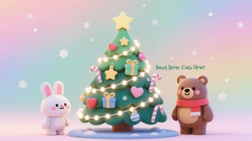 Free Kawaii Christmas Tree Background Template to Edit Online