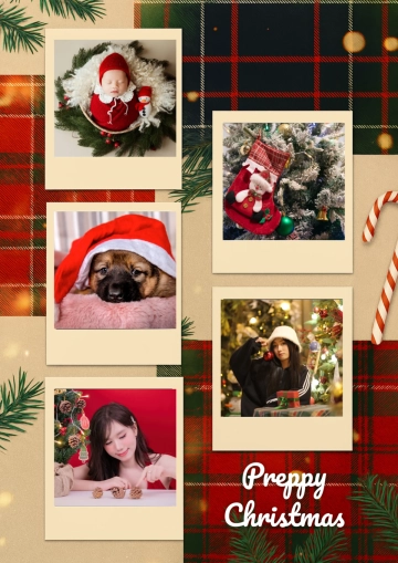 Free Preppy Christmas Photo Collage Template to Edit Online