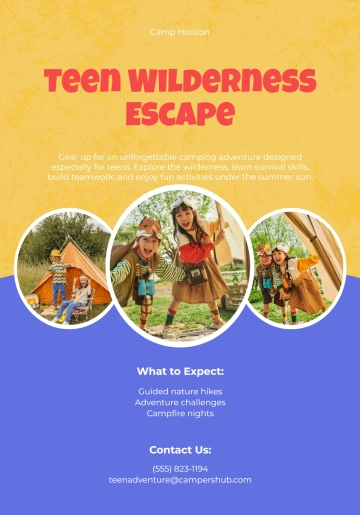 Free Kids Summer Camp Camping Flyer Template to Edit Online