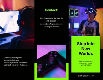 Free Gaming Company Tri Fold Brochure Template to Edit Online