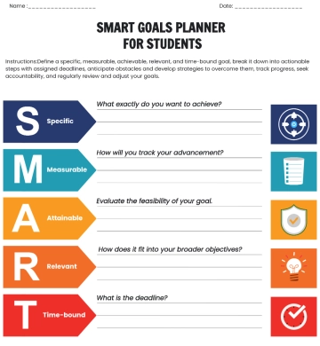 Free Smart Goals Planner for Students to Edit Online