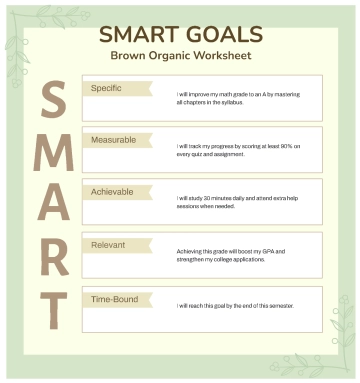 Free Brown Organic SMART Goals Worksheet to Edit Online