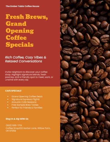 Free Editable Coffee Shop Flyer Template to Edit Online