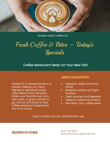 Free Coffee Restaurant Flyer Template to Edit Online
