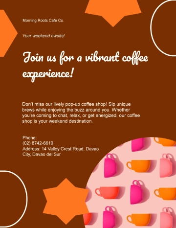 Free Colorful Pop Up Coffee Shop Flyer Template to Edit Online