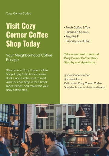 Free Cozy Corner Coffee Shop Flyer Template to Edit Online