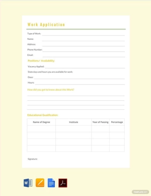 Work Application Template