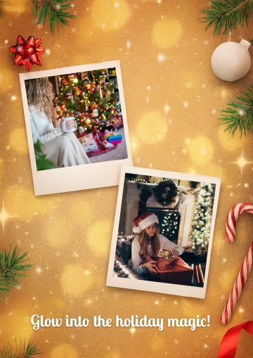 Free Festive Lights Christmas Photo Collage Template to Edit Online