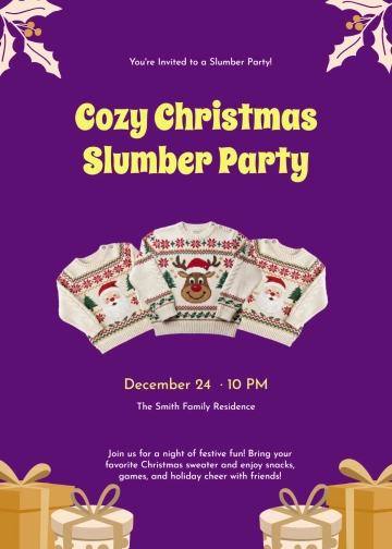 Free Ugly Sweater Slumber Party Template to Edit Online