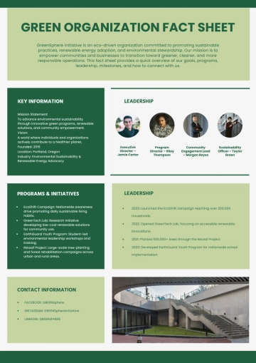Free Green Organization Fact Sheet Template to Edit Online