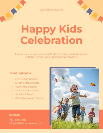 Free Simple Celebration Children's Day Flyer Template to Edit Online