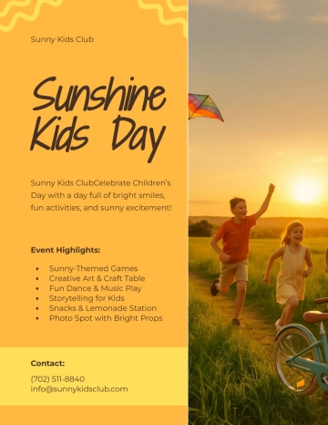 Free Yellow Bright Children's Day Flyer Template to Edit Online