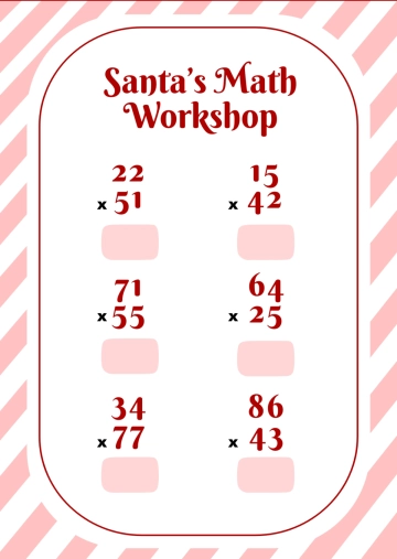 Free Multiplication Christmas Worksheet Template to Edit Online
