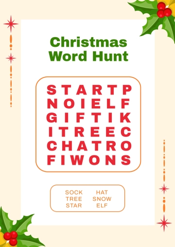 Free Christmas Word Search Worksheet Template to Edit Online