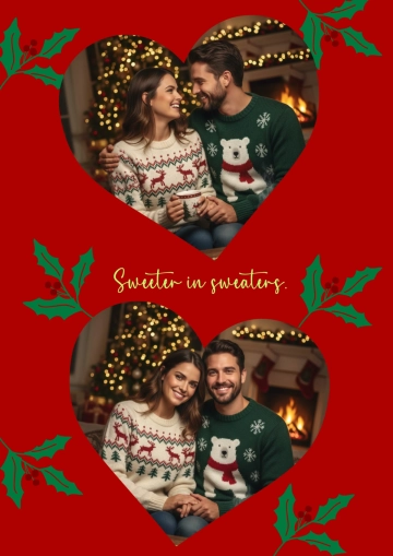 Free Cheesy Couple Christmas Sweater Template to Edit Online