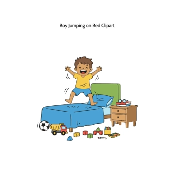 Free Boy Jumping on Bed Vector Clipart (PNG, SVG) to Edit Online