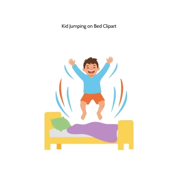 Free Kid Jumping on Bed Vector Clipart (PNG, SVG) to Edit Online