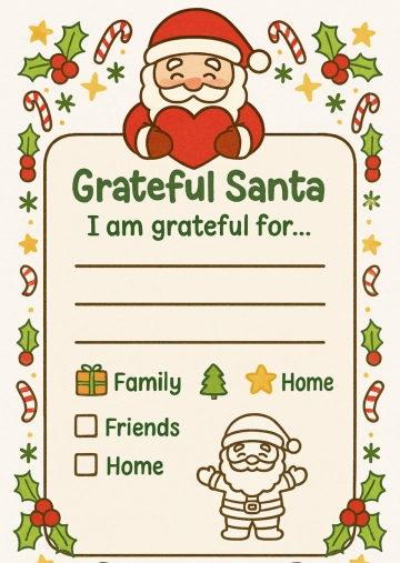 Free Grateful Santa Christmas Worksheet Template to Edit Online