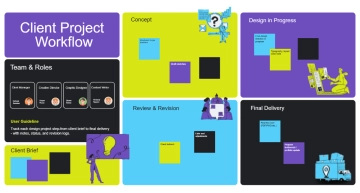 Free Purple Blue Neon Bold Dynamic Client Project Workflow to Edit Online