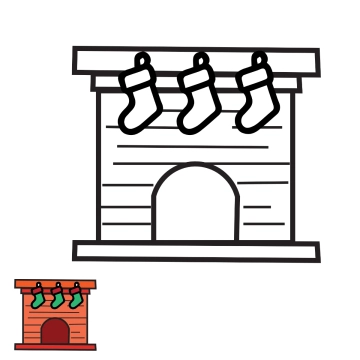 Free Fireplace Christmas Coloring Page Template to Edit Online