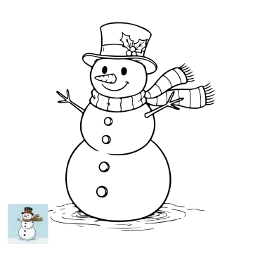 Free Snowman Christmas Coloring Page Template to Edit Online