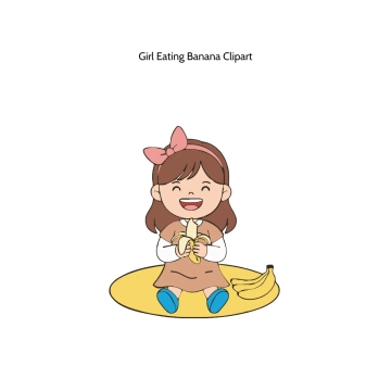 Free Girl Eating Banana Vector Clipart (PNG, SVG) to Edit Online