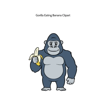 Free Gorilla Eating Banana Vector Clipart (PNG, SVG) to Edit Online