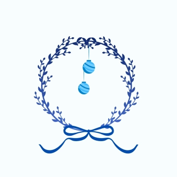 Free Blue Christmas Wreath Clipart Template to Edit Online