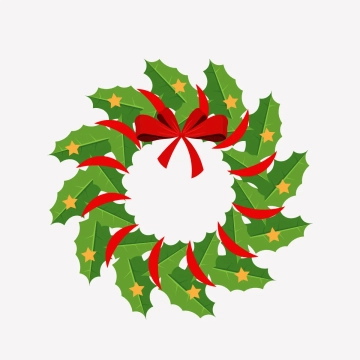 Free Green With Red Ribbon Christmas Wreath Clipart Template to Edit Online