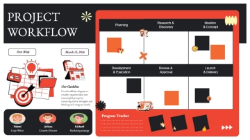 Free Black and Orange Modern Project Workflow to Edit Online