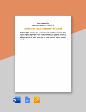 Marketing Plan Mission Statement Template