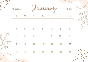 Free Aesthetic January 2026  Calendar Template to Edit Online