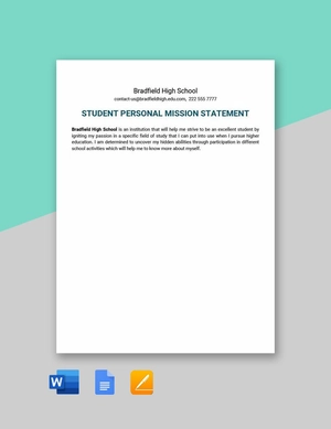 Student Personal Mission Statement Template