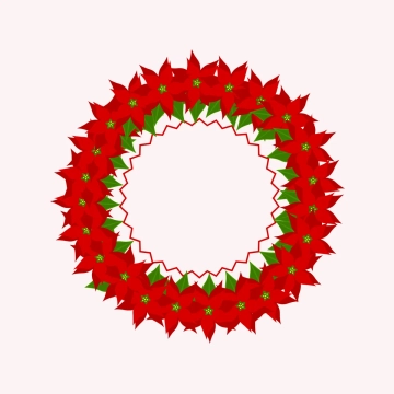 Free Poinsettia Christmas Wreath Clipart Template to Edit Online