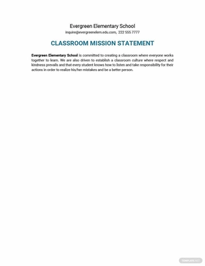 Classroom Mission Statement Template