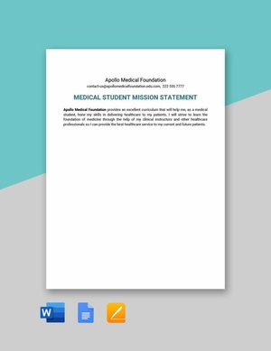 Medical Student Mission Statement Template