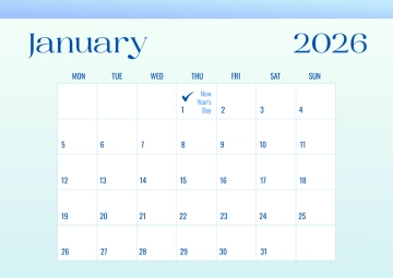 Free Minimalist January 2026  Calendar Template to Edit Online